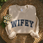 Custom Wifey & Hubby Embroidery Sweatshirt, Personalized Bridal Shower Embroidered Hoodie Gift, Engagement Newlywed Gift, Anniversary Gift