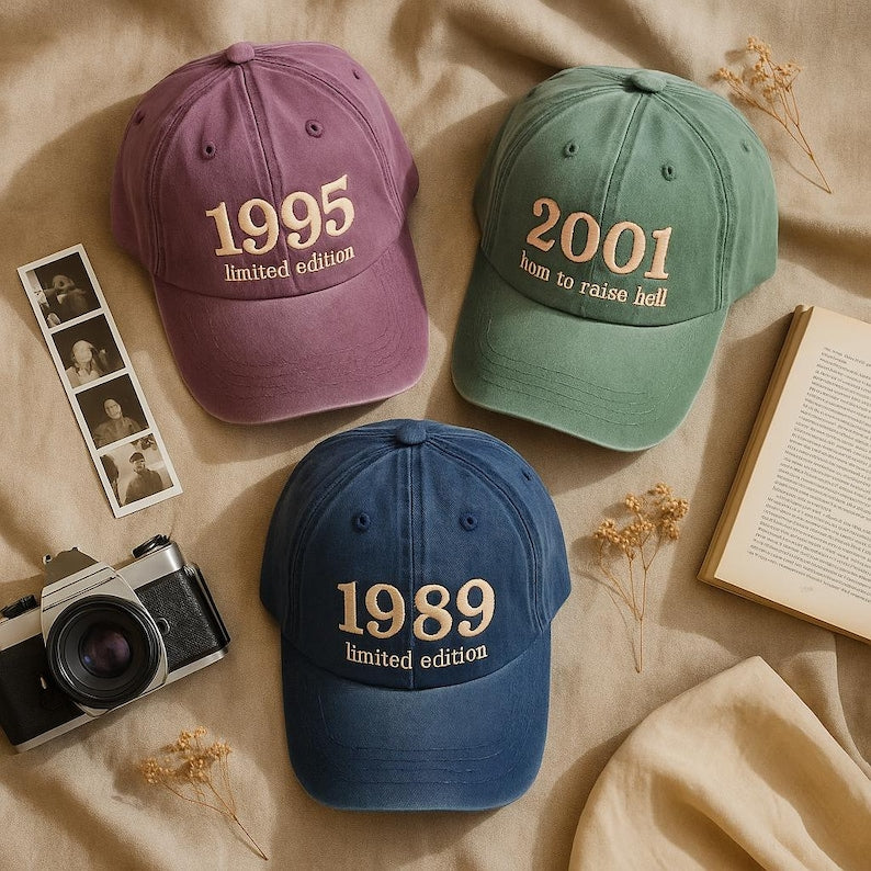 Vintage Year Baseball Cap Embroidered Birth Year Hat, Limited Edition Adjustable Dad Hat, Retro Birthday Gift for Men and Women