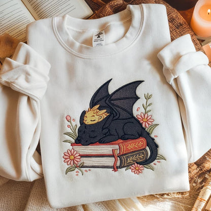 Dragon Book Embroidered Sweatshirt, Fantasy Book Reader Sweatshirt, Fourth Wing Sweater, Basgiath War College Shirt, Dragon Book Lover Shirt