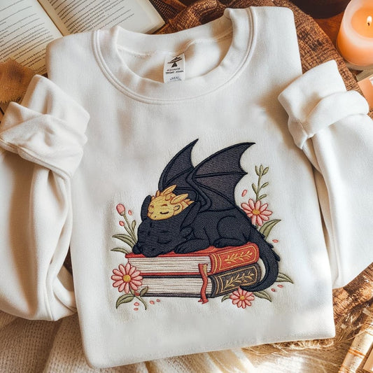 Dragon Book Embroidered Sweatshirt, Fantasy Book Reader Sweatshirt, Fourth Wing Sweater, Basgiath War College Shirt, Dragon Book Lover Shirt