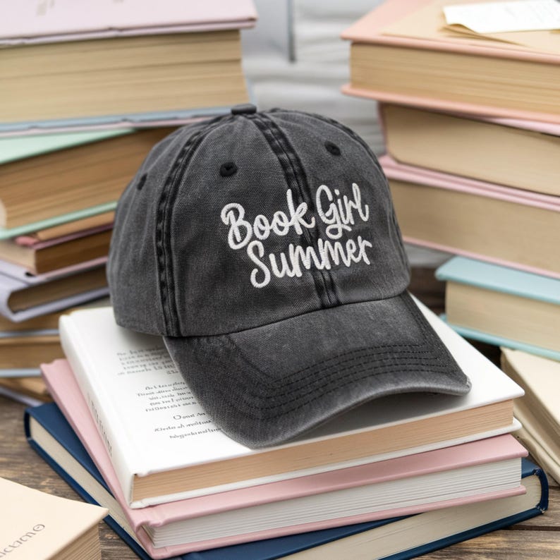 Book Girl Summer Embroidered Cap, Bookish Summer Hat, Bookish Hat, Book Lover Gift, Reading Cap, Bookish Gifts, Summer Gift, Gift For Her