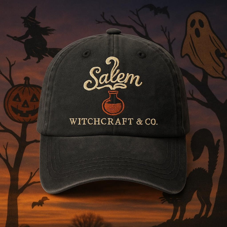 Salem Witchcraft & Co. Hat Potion Bottle Embroidered Cap Vintage Witchy Fall Hat