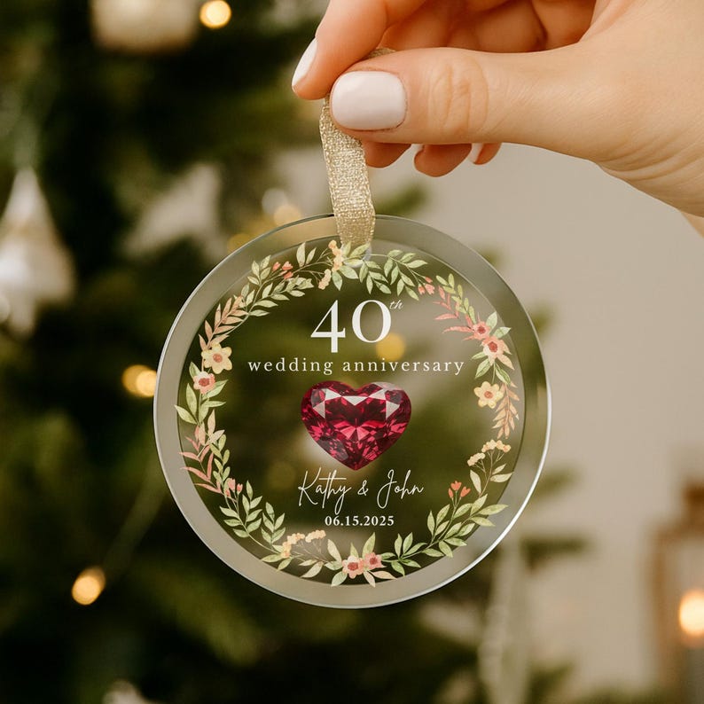 Personalized 40th Wedding Anniversary Glass Ornament, 40 Years Anniversary Gifts for Parents, Forty Wedding Gift, Ruby Anniversary Gift il_794xN.7054513124_d6dc.jpg