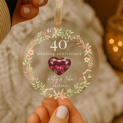 Personalized 40th Wedding Anniversary Glass Ornament, 40 Years Anniversary Gifts for Parents, Forty Wedding Gift, Ruby Anniversary Gift il_794xN.7054521422_qxt3.jpg
