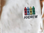 Personalized Name Crayon Lapel Back to School Embroidered Sweatshirt, Preschool First Day Hoodie, Back to School Outfit, Teacher Sweatshirt