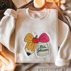 Custom Name Teacher Embroidered Sweatshirt, Custom Teacher Hoodie, Teacher Gift, Teacher Appreciation, Back To School Teacher Sweatshirt