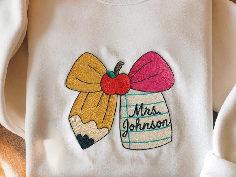 Custom Name Teacher Embroidered Sweatshirt, Custom Teacher Hoodie, Teacher Gift, Teacher Appreciation, Back To School Teacher Sweatshirt