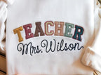 Custom Teacher Embroidered Sweatshirt, Teacher Sweatshirt, Cute Teacher Sweater, Teacher Appreciation, Gift for Teacher, Retro Teacher Hoodie