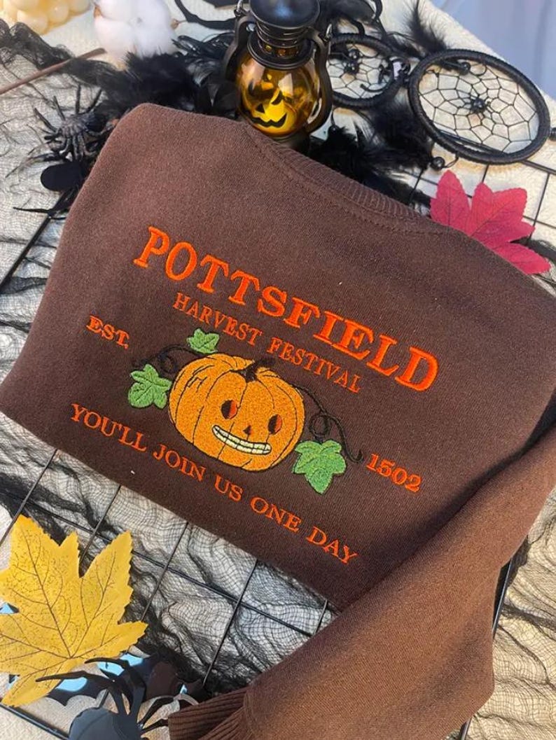 Pottsfield Harvest Festival Pumpkin Carver Embroidered Sweatshirt, Over The Garden Wall Inspired, Halloween Tee, Fall Autumn, Spooky Season