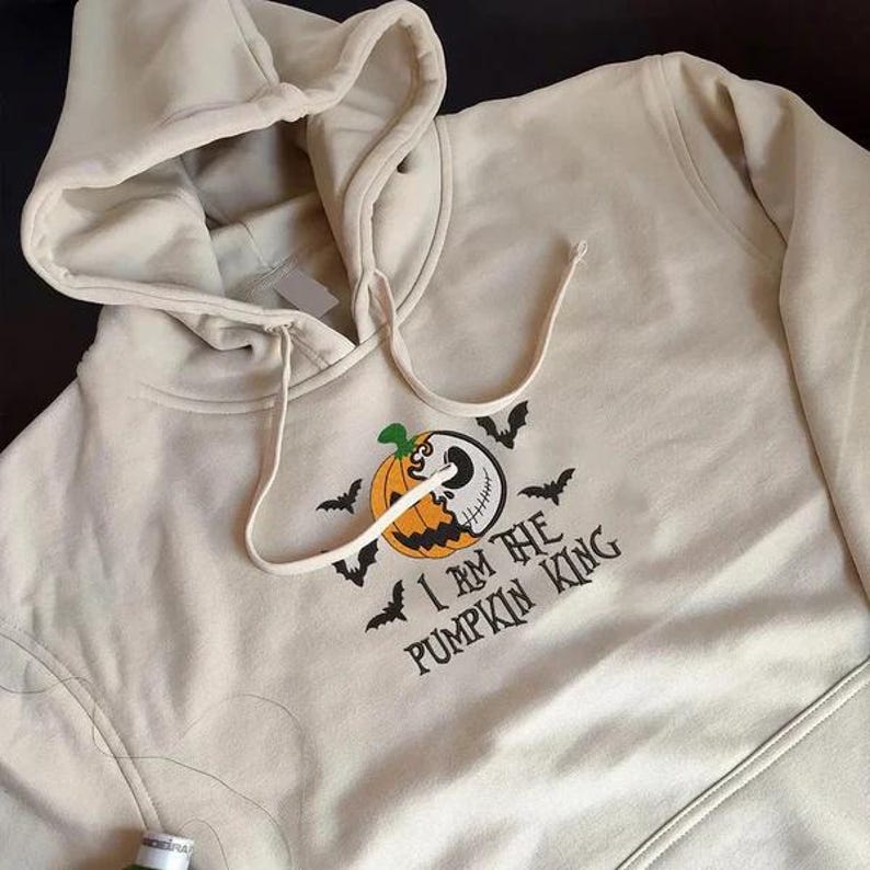Custom The Pumpkin King & Queen Embroidery Halloween Couple Sweatshirt or Hoodie | Custom Couple Halloween Spooky Embroidered Tshirt