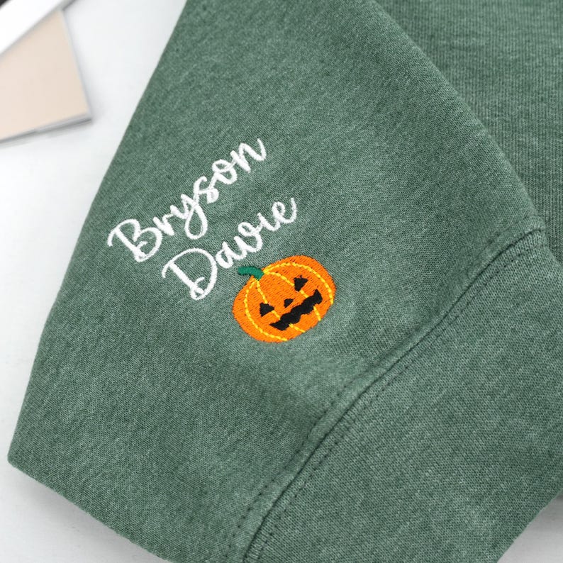 Embroidered Mommy Witch Sweatshirt - Custom Mama Sweatshirt with Kids Names on Sleeve - Spooky Mom Sweatshirt -personalized halloween gifts