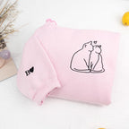Custom Valentines Hoodie with Cat Love Embroidered - Matching Hoodies for Couples - Personalized Anniversary Sweatshirt - Engagement Gifts