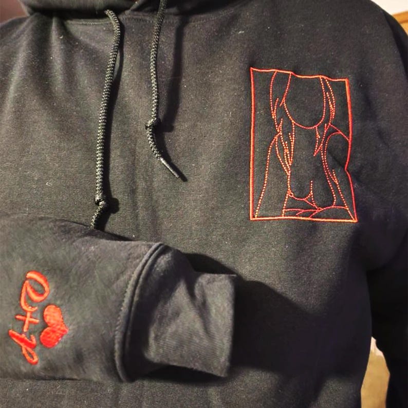 Spicy Hoodie, Custom Embroidered Portrait Sweatshirt, Custom Couple Portrait, Valentine Gift For Boyfriend, Gifts for Him, Anniversary Gift