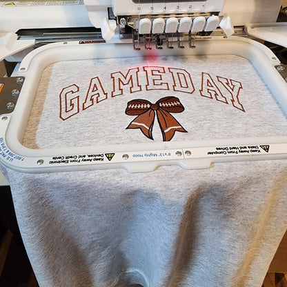 Football Bow Game Day Embroidered Crewneck, Football Mom Game Day Sweatshirt, Embroidered Sweatshirt, Football Bow hoodie Embroidery