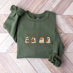 Embroidered Reading Ghost Sweatshirt, Cute Ghosts Reading Books Autumn Embroidered Shirt, Autumn Sweater, Halloween Gift For Bookish