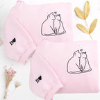 Custom Valentines Hoodie with Cat Love Embroidered - Matching Hoodies for Couples - Personalized Anniversary Sweatshirt - Engagement Gifts