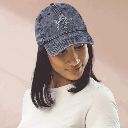 Embroidered Vintage Cat Pickleball Hat Vintage Retro Adjustable Baseball Hat, Low Profile, Pickleball Gear and Gifts, Pickleball Lovers