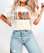 Faux Embroidery Ghost Sweatshirt, Patchwork Ghost Halloween Shirt, Fall Ghost Quilt Tee,Spooky Season Shirt, Cute Halloween TShirt Cozy Tee