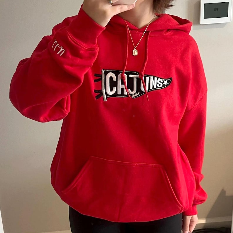 Custom Embroidered College Pennant Sweatshirt with Team Name - Embroidered Pennant Sweater - College Patchwork Crewneck - Senior Class Gift