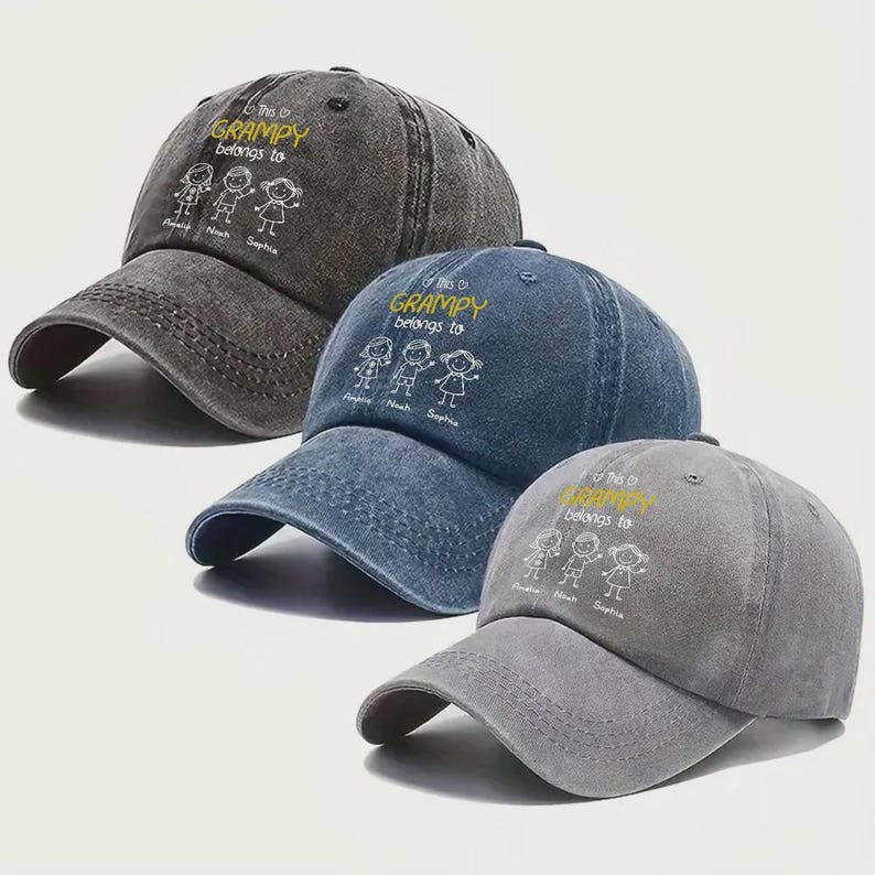 My Favorite People Call Me Papa - Personalized Embroidered Vintage Denim Hat, Hat For Women, Fathers Day Gifts, Gifts For Dad, Grandpa Gifts