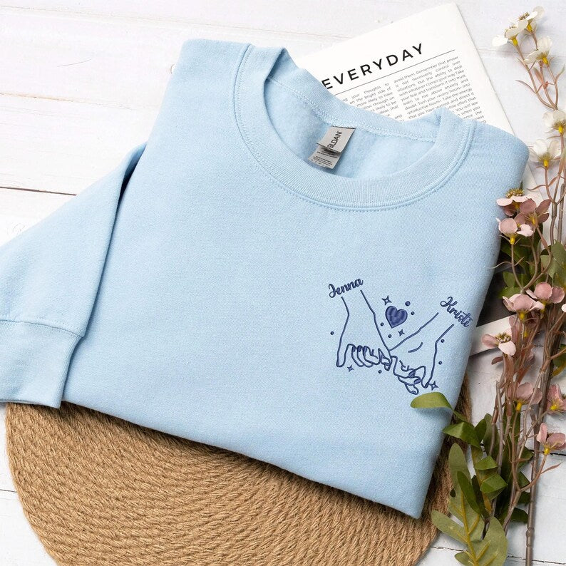 Custom Embroidered Pinky Promise Matching Sweatshirt for Couples or Besties | Best Friend Sweatshirt | Couple Hoodie | Birthday Gift