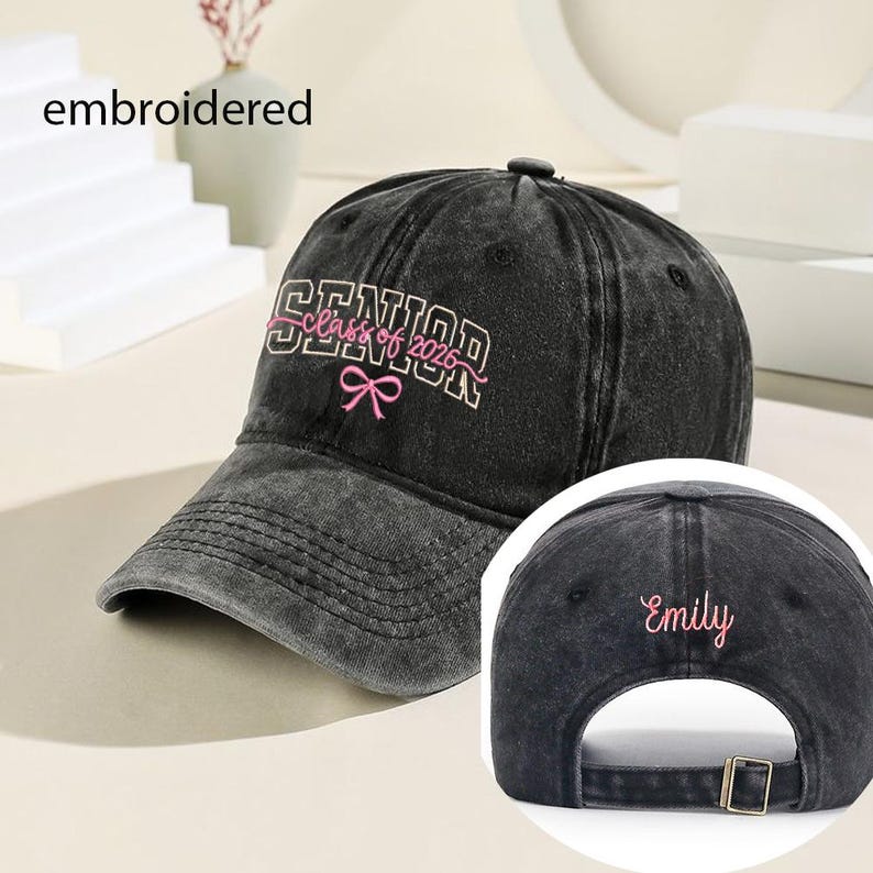 Embroidered Personalized Senior Hat, Senior Cheer Gift, Coquette Senior Team Hat, Senior Night, Cheer Team Hat, Class of 2026 Hat