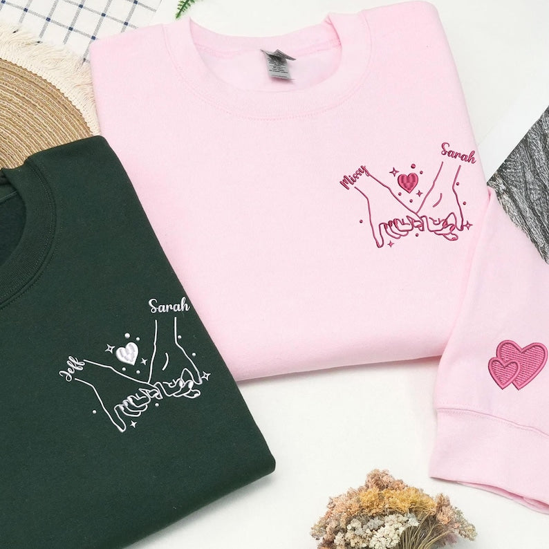 Custom Embroidered Pinky Promise Matching Sweatshirt for Couples or Besties | Best Friend Sweatshirt | Couple Hoodie | Birthday Gift