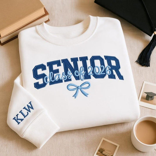 Custom Senior Embroidered Sweatshirt Class of 2026 with Name, Custom Graduation Gift for Her, Senior Girl Shirt