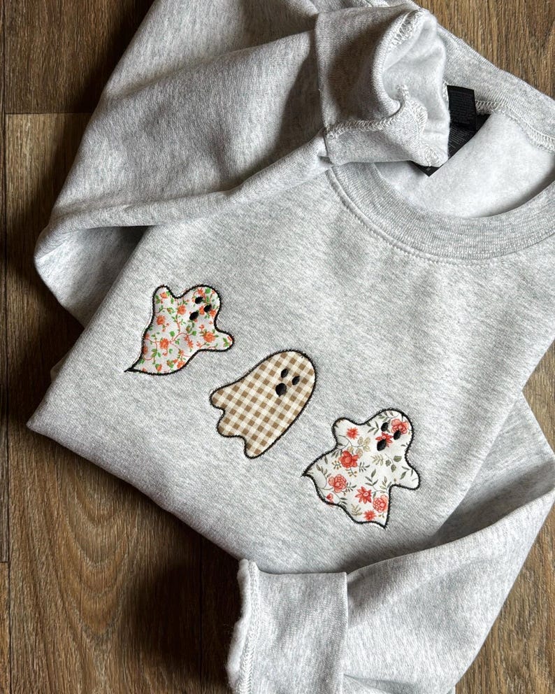 Three Little Ghosts Embroidered Sweatshirt