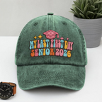 My Last First Day Senior 2026 Embroidered Hat, Back To School Class Of 2026, Back To School Gift, Retro School Hat, Groovy Senior Hat
