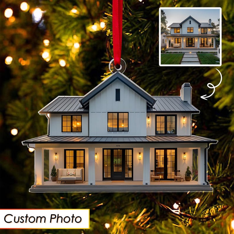 Personalized Home Photo Ornament, Custom New Home Christmas Ornament, House Ornament, Family Name Ornament, Housewarming Gift, Realtor Gift il_794xN.7096696783_2if4.jpg