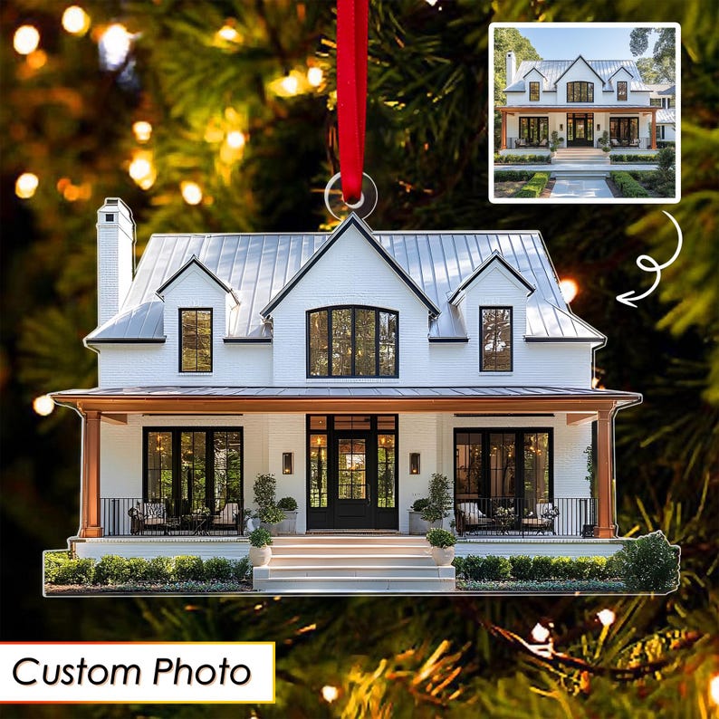 Personalized Home Photo Ornament, Custom New Home Christmas Ornament, House Ornament, Family Name Ornament, Housewarming Gift, Realtor Gift il_794xN.7096696919_62xw.jpg