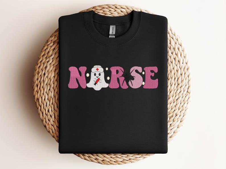 Embroidered Halloween Nurse Shirt, Spooky Season Nurse Gift, Spooky Nurse, Nurse Shirt, Halloween Nurse Ghost, Fall RN Registered Nurse Shirt