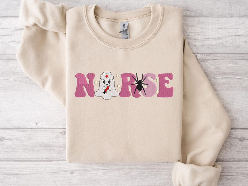 Embroidered Halloween Nurse Shirt, Spooky Season Nurse Gift, Spooky Nurse, Nurse Shirt, Halloween Nurse Ghost, Fall RN Registered Nurse Shirt