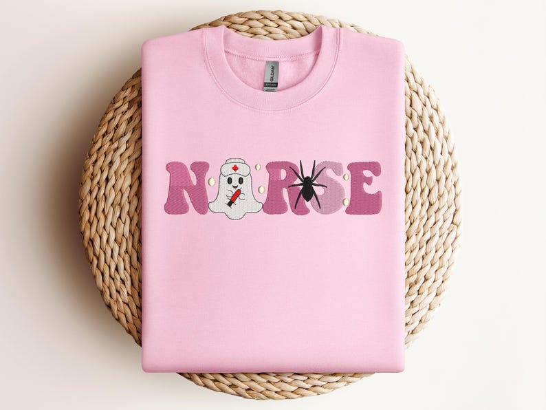 Embroidered Halloween Nurse Shirt, Spooky Season Nurse Gift, Spooky Nurse, Nurse Shirt, Halloween Nurse Ghost, Fall RN Registered Nurse Shirt