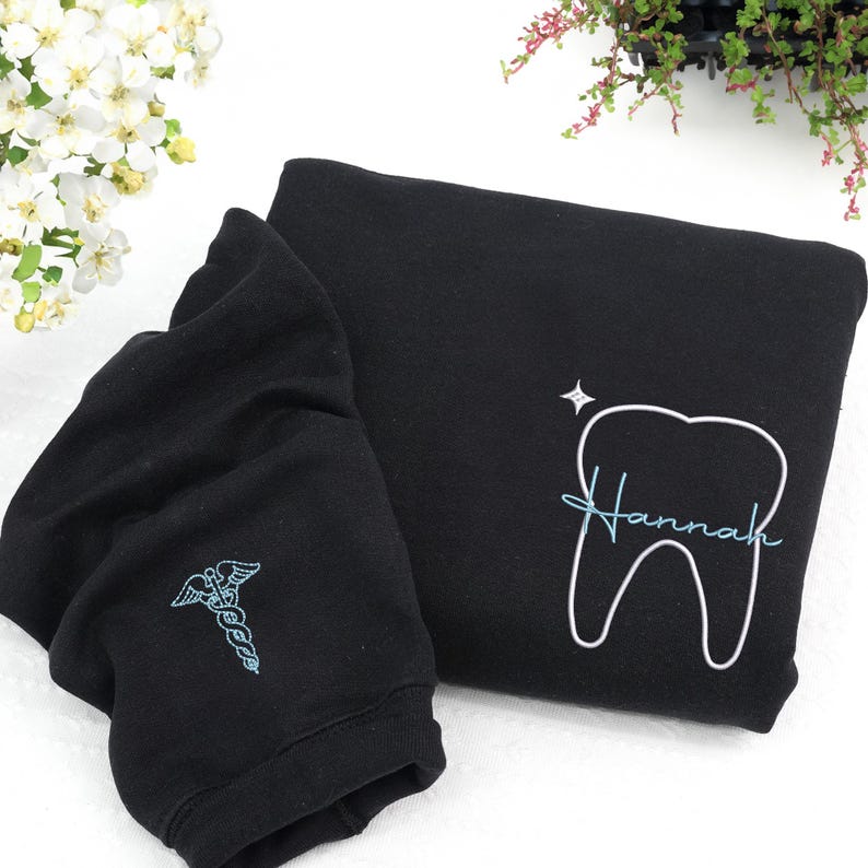 Matching Couple Embroidered Dental Hoodie - Dental Assistant Hoodie - Couple Dental Hygienist Sweatshirt - Graduation Gift For Couple