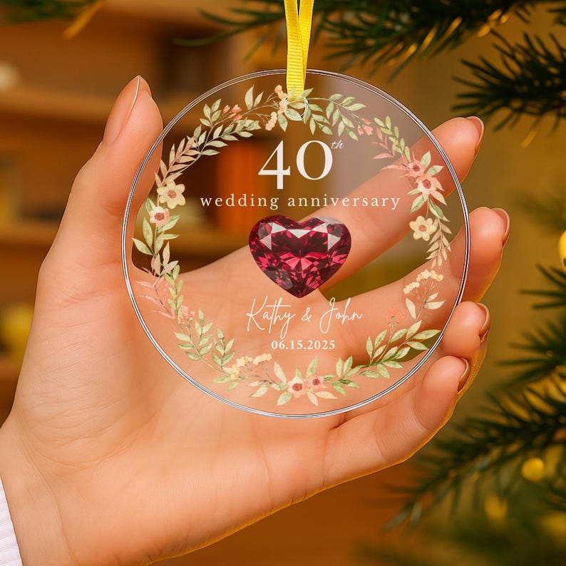 Personalized 40th Wedding Anniversary Glass Ornament, 40 Years Anniversary Gifts for Parents, Forty Wedding Gift, Ruby Anniversary Gift il_794xN.7102443809_1f6i.jpg