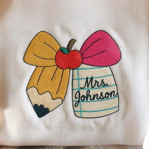 Custom Name Teacher Embroidered Sweatshirt, Custom Teacher Hoodie, Teacher Gift, Teacher Appreciation, Back To School Teacher Sweatshirt