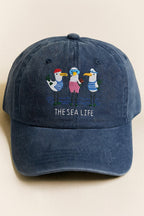 Seagull Embroidery Coastal Beach Theme Hat, Nautical Ocean Lover Gift Adjustable Cotton Dad Cap