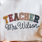 Custom Teacher Embroidered Sweatshirt, Teacher Sweatshirt, Cute Teacher Sweater, Teacher Appreciation, Gift for Teacher, Retro Teacher Hoodie