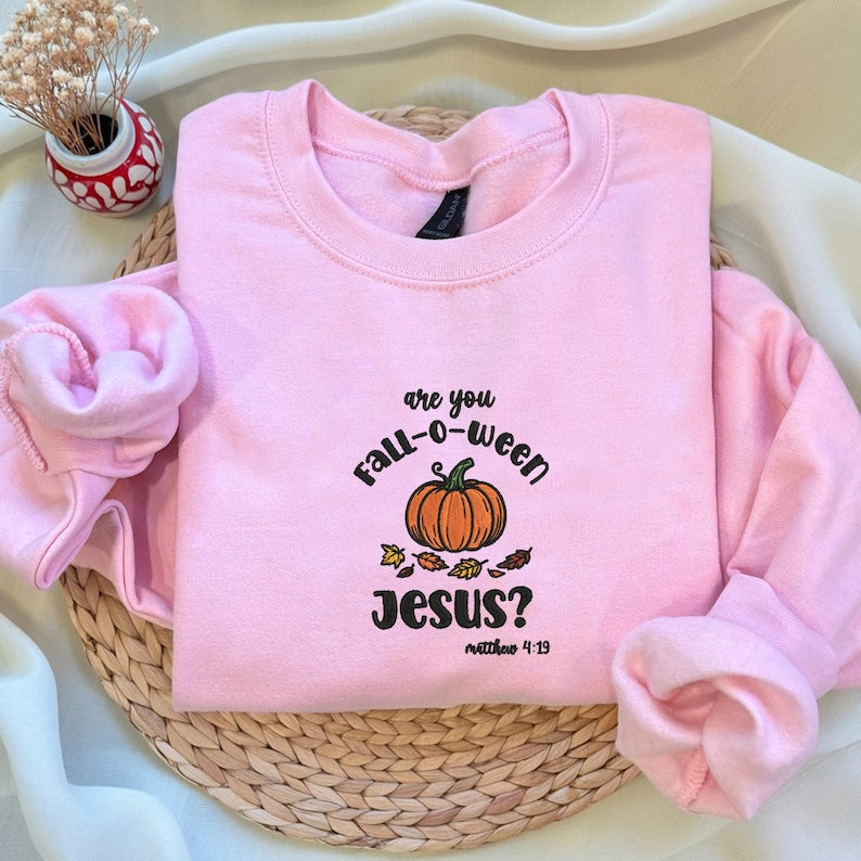 Embroidered Are You Fall-o-ween Jesus Sweatshirt, Religious Halloween Sweatshirt, Halloween Jesus Hoodie, Halloween Hoodie, Religious Gift
