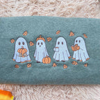 Embroidered Ghost Fall Sweatshirt, Embroidered Ghost Pumpkin Hoodie, Spooky Season Shirt, Halloween Lover Gifts, Ghost and Pumpkin Crewneck