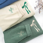 Custom Initial Bow Ribbon Embroidered Sweatshirt - Bridal Party Hoodie - Personalized Bridesmaid Proposal - Bachelorette Gifts for Bride