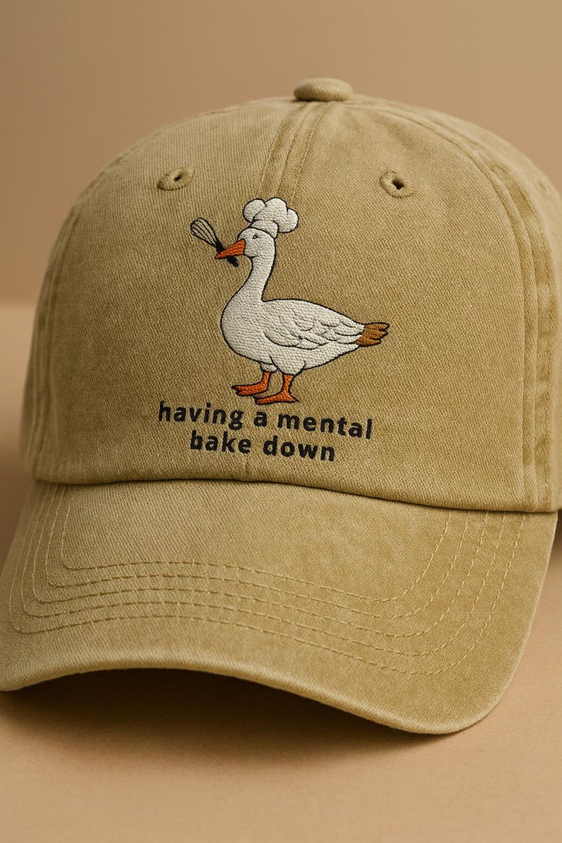 Funny Goose Chef Hat, Having a Mental Bake Down Embroidered Cap, Humor Gift