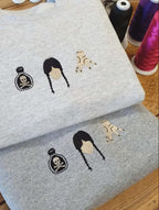 Gothic Girl Embroidered Crewneck Sweatshirt, Horror Movie Halloween Shirt, Hand Dance Halloween Tee, Spooky Season, Cozy Fall Sweater