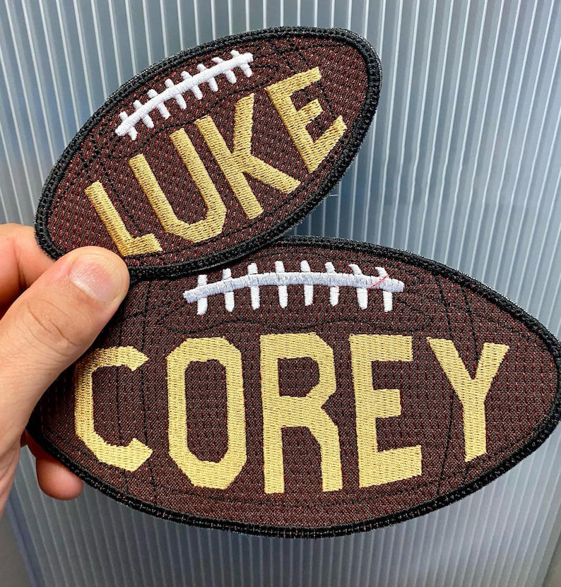 Iron On Patch Football Personalized Back to School Iron On Patch College Embroidered Custom Applique Sports University Name Tag