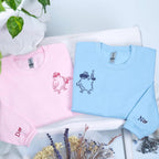 Chicken with Gun Embroidered Sweatshirt - Anniversary Gifts For Him Her - Matching His And Her Couple Sweater - Honeymoon Gifts For Couple