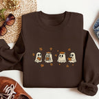 Embroidered Reading Ghost Sweatshirt, Cute Ghosts Reading Books Autumn Embroidered Shirt, Autumn Sweater, Halloween Gift For Bookish