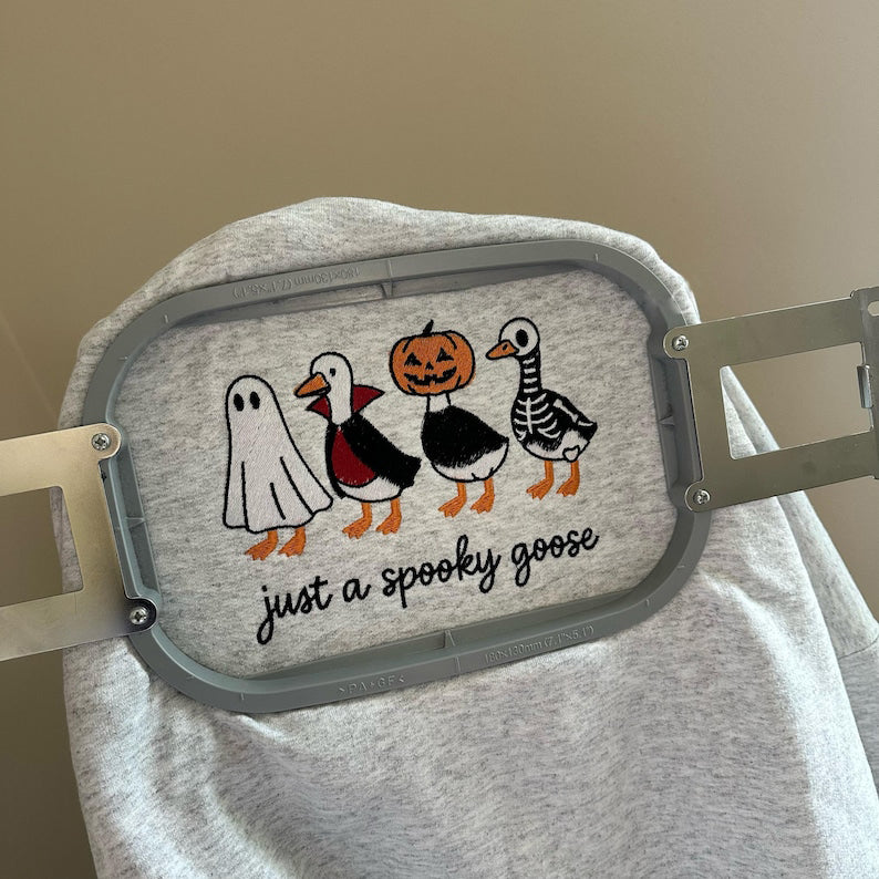 Spooky Goose Embroidered Sweatshirt Halloween Spooky Season Embroidery Geese Fall Autumn