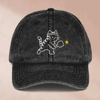 Embroidered Vintage Cat Pickleball Hat Vintage Retro Adjustable Baseball Hat, Low Profile, Pickleball Gear and Gifts, Pickleball Lovers